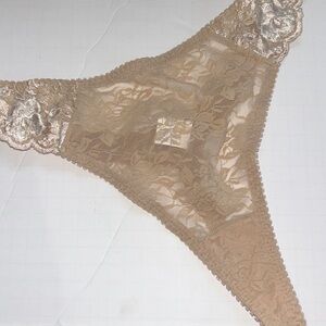 For bundles only - VTG Olga panties lace / embroidery / thong Beige L